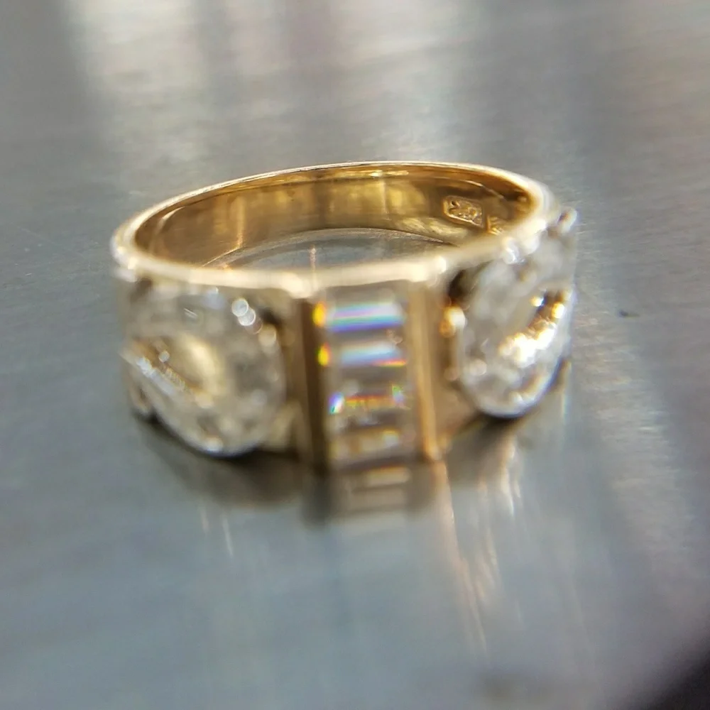 14k Solid Yellow Gold Wedding Band HorseShoe Ring